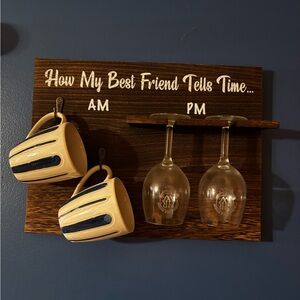 Rustic Brown Wall Decor for mugs and glasses (does not include mugs and glasses)